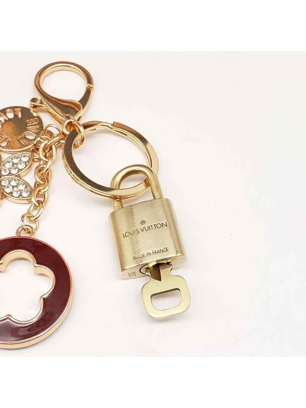 LV Gold Padlock Authentic 🔑 Luxury Bag Charm w/ Unbranded Flower Keychain